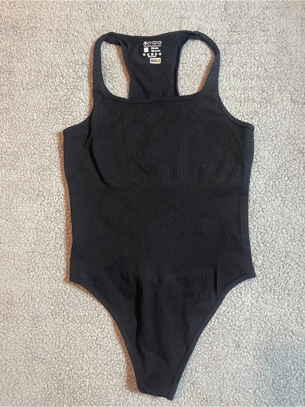 adidas Black Ribbed Racerback One-Piece Bodysuit for Kids